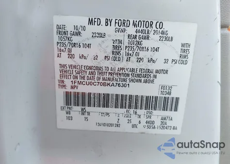 2011 Ford Escape Xls from USA, damaged, VIN 1FMCU0C70BKA76301